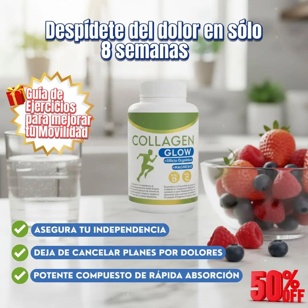 COLLAGEN GLOW – Muévete sin dolor en sólo 8 semanas + Guía de Regalo de Movilidad y Alimentación. Vive una vida sin molestias